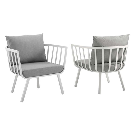 Riverside Outdoor Patio Aluminum Armchair Set of 2-EEI-3960