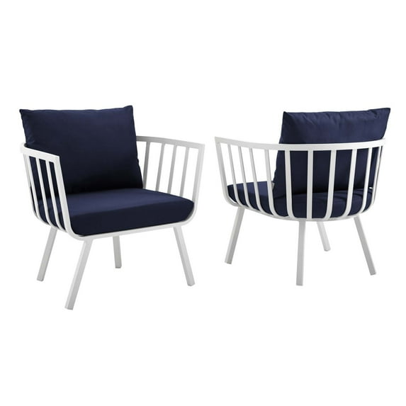 Riverside Outdoor Patio Aluminum Armchair Set of 2-EEI-3960