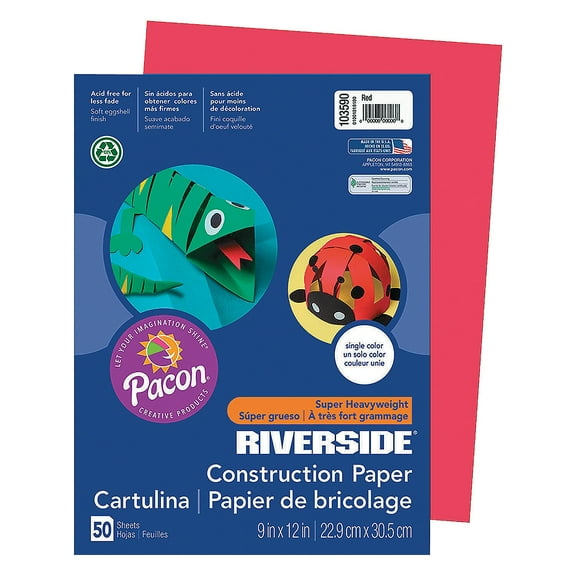 Riverside Paper 9X12 Red Construction - Basic Supplies - 50 Pieces