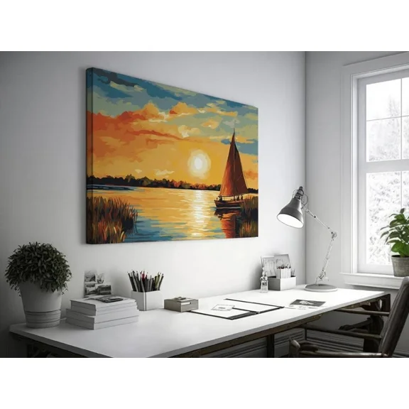 Riverside Sunset Wall Art Home Decor Vintage Gift Living Room Dercor