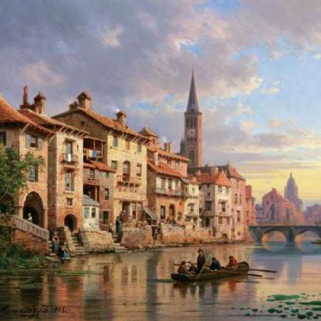 Riverside Village I Canvas Art - Charles Kuwasseg (24 x 24)