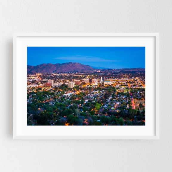 Riverside at Twilight - Riverside California Photography White Framed Wall Art Print 12 x 18 inches