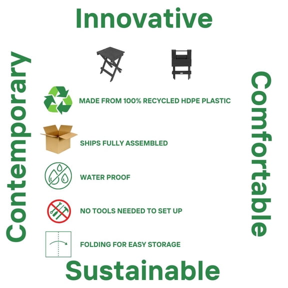 Riverstone Fully Assembled All-Weather Recycled HDPE Outdoor Folding Bistro table, Ivory