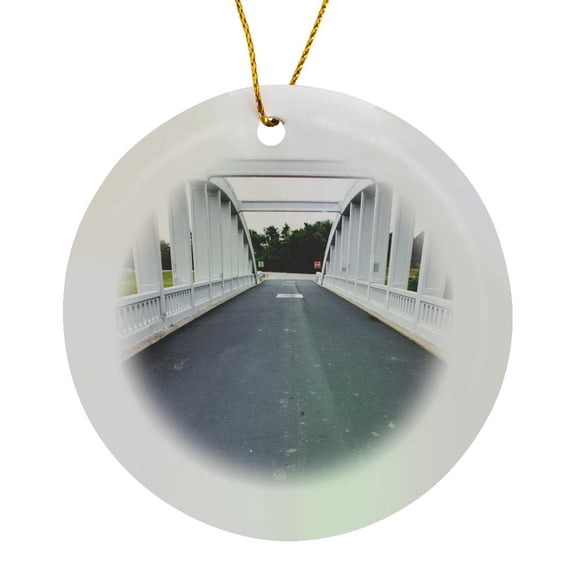 3drose, Riverton, Kansas, Usa. Route 66., Circle Porcelain Ornament