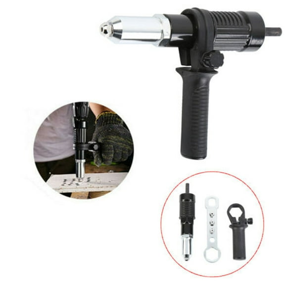 Rivet Adapter Insert for Power Drill, Alloy Steel Nut Riveter Tool Kit with Handle and Wrench for 2.4–4.8 mm Rivets
