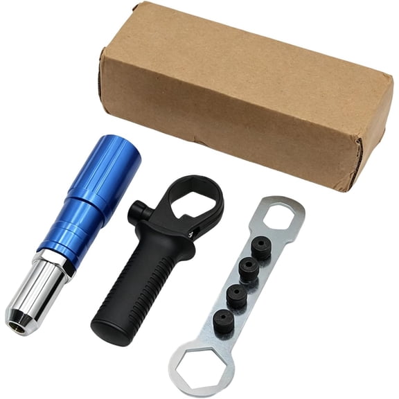 Rivet Gun Adapter Kit, Riveting Gun Head Tool for Cordless Drill, Turns A Compatible Drill into A Compact Riveting Attachment with An 8mm Hex Shank and Alloy Steel Riveting Head