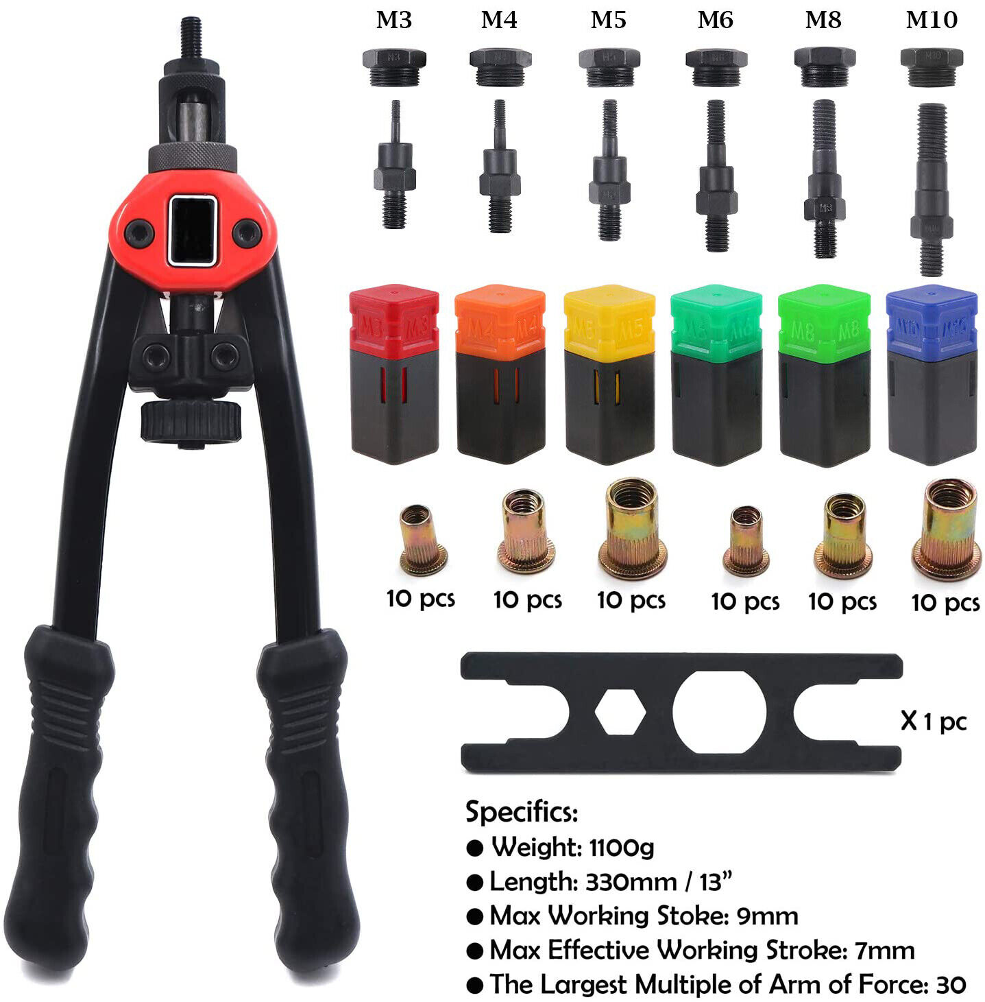 Rivet Gun Kit Rivnut Thread Setting Tool Nut Setter NutSert Metric SAE