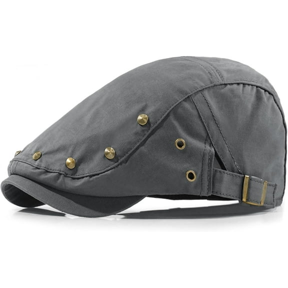 Rivet Newsboy Caps Cotton for Men Flat Ivy Gatsby Cap Irish Cabbie Ivy Driving Hunting Hat