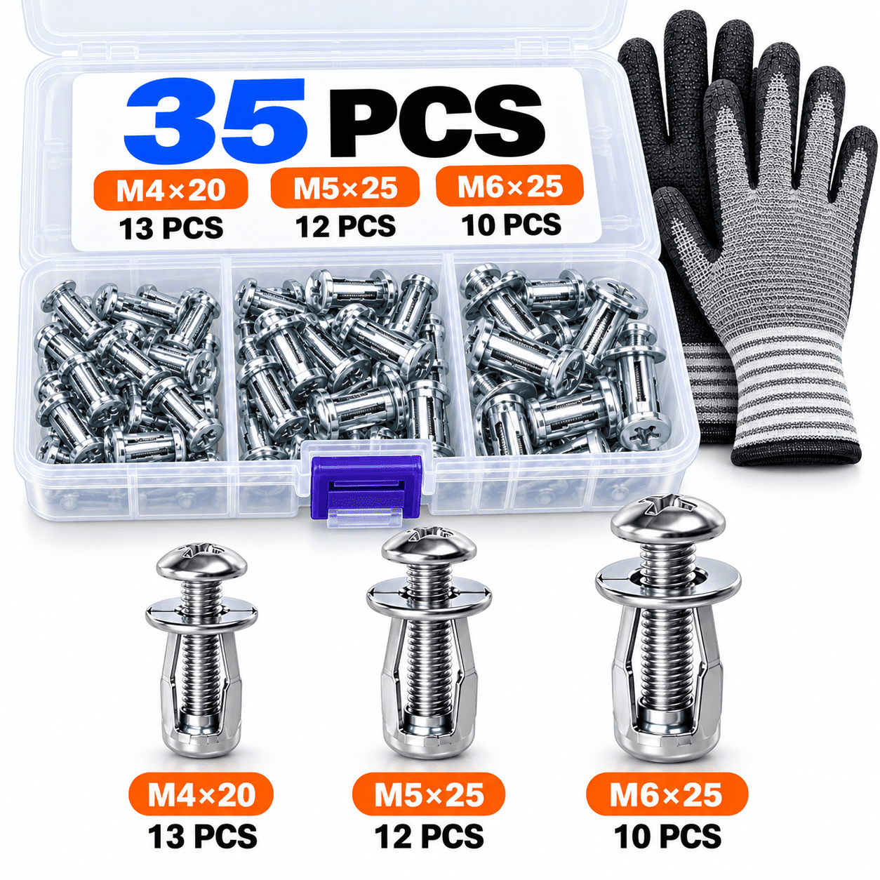 Rivet Nut Button Rivet Locking Nuts Set with Manual Setting Tool M4 x ...