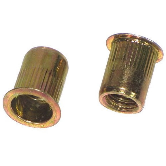 Rivet Nut - Nutsert - Blind Rivet Nut 1/4-20 (Max Grip .165) Large - Ribbed Blind Threaded Inserts/Steel/Zinc Yellow - RoHS Compliant (Quantity: 200 pcs) Grip Range: .027-.165