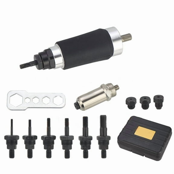 Rivet Nut Tool, Electric Drill Adapter Rivet & Rivet Nut Two Functions Rivnut,6 Rivet Nut Mandrels and 3 Rivet Heads,1 set * Rivet Nut Tool,As Shown