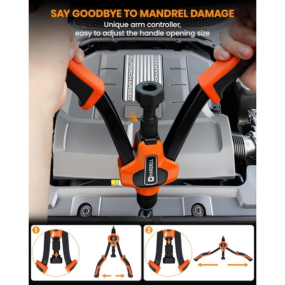 Rivet Nut Tool Kit, 14" Rivnut Tool Kit with 80PCS Rivet Nuts, 6 Metric & Inch Mandrels M6, M8, M10, 1/4-20, 5/16-18, 3/8-16 and Rugged Carrying Case