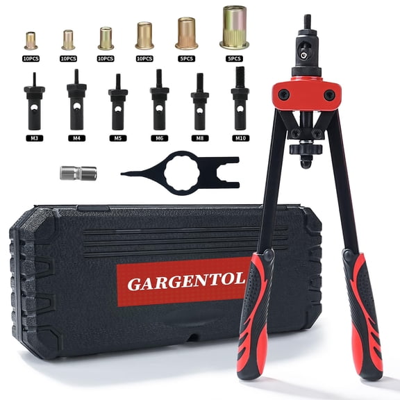Rivet Nut Tool Kit, 16-Inch Rivnut Tool with 15 Metric & SAE Mandrels and Rivet Nut , 200pcs Rivnut Tool Kit Assortment, Nutsert Tool Kit with Carrying Case