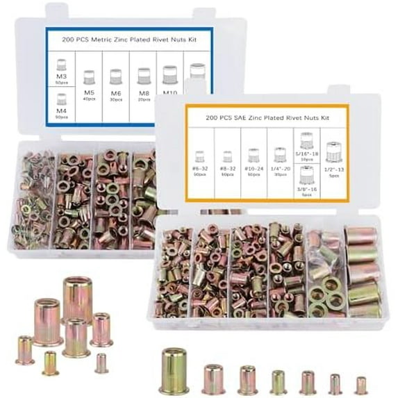 Rivet Nut Tool Kit, 400 count & Metric Rivet Nut , Flat Inserts ...