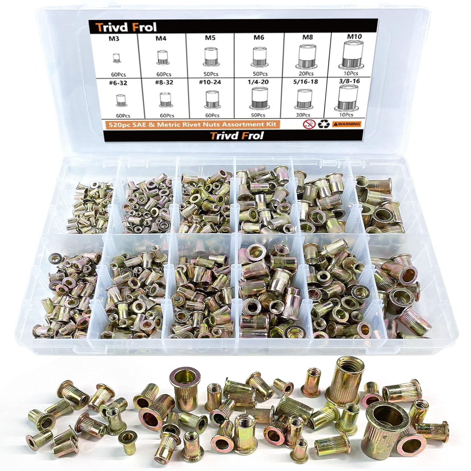 Rivet Nut Tool Kit, 520pcs SAE & Metric Rivet Nut Assortment Kit w ...