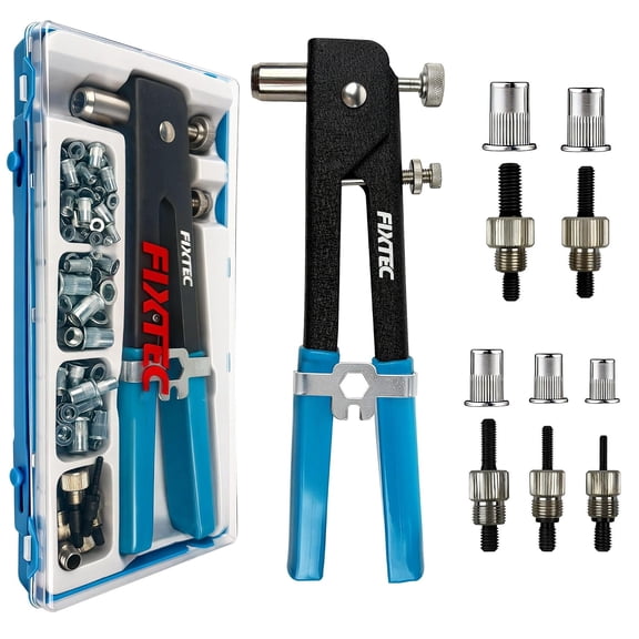 Rivet Nut Tool Kit, 86PCS Hand Rivet Nut Gun Set with 5 Metric Mandrels (M3, M4, M5, M6, M8) and 80 Rivet Nuts, 11" Nutsert Tool