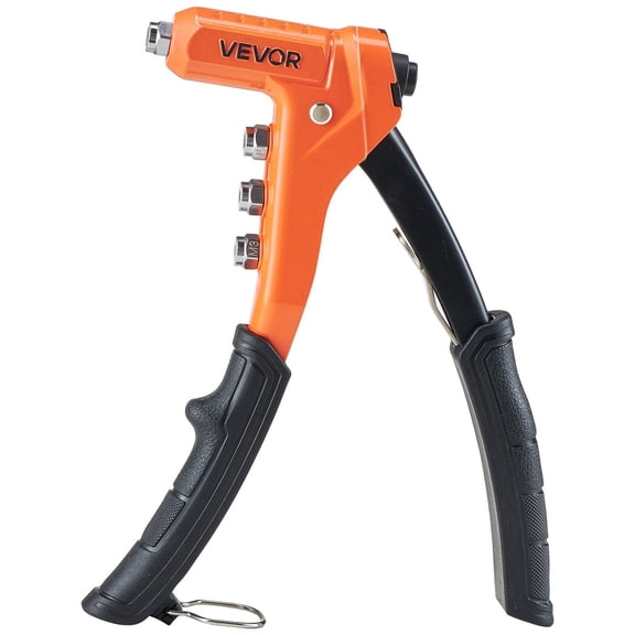Rivet Nut Tool Kit, 9-Inch One-Handed Rivnut Tool Kit, with 8 Mandrels, a Step Drill Bit and 80 Nuts, Metric and SAE Size M3, M4, M5, M6, 6-32, 8-32, 10-24, 1/4-20 UNC, with a Carrying Case