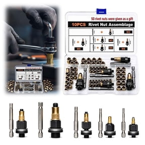 Rivet Nut Tool Kit – M3 M4 M5 M6 M8 Hand Riveter Set, Heavy Duty Rivnut Gun for Automotive Repair, Metal Fabrication & Machinery