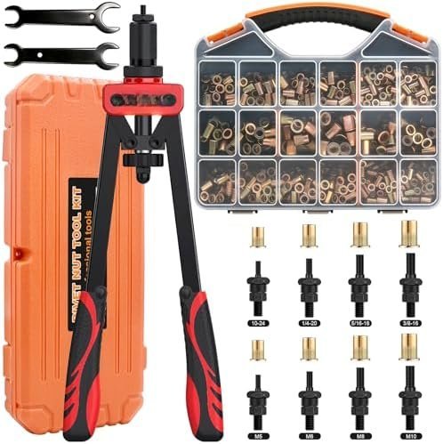 Rivet Nut Tool Kit, Rivnut Tool Kit with 8 Metric and Mandrels (M5, M6 ...