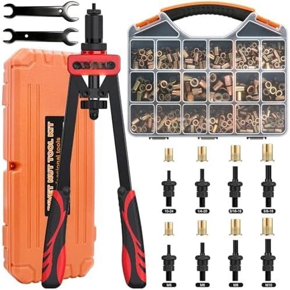 Rivet Nut Tool Kit, Rivnut Tool Kit with 8 Metric and Mandrels (M5, M6 ...