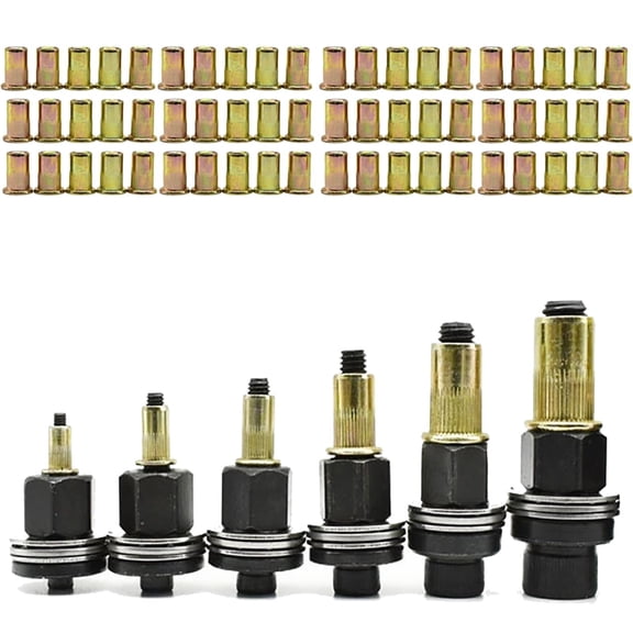 Rivet Nut Tool Kit with 60 Rivet Nuts, Carbon Steel Hand Riveter for M3 ...