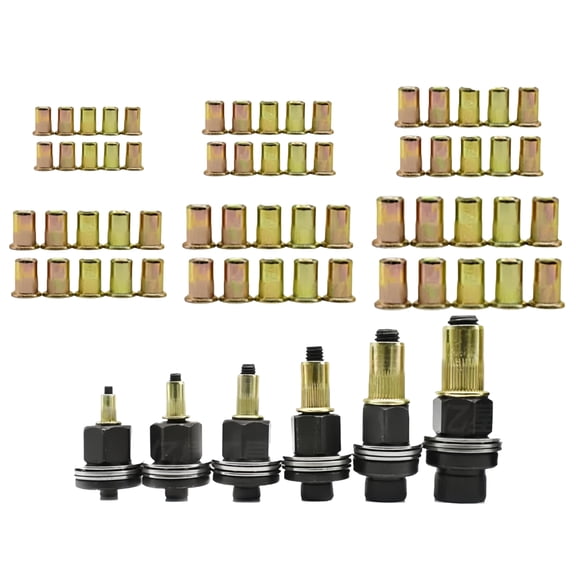 Rivet Nut Tool Kit with M3-M12 Insert Nuts, Hardened Jaws, Manual or Drill Use, for Automotive Industrial Metal Repairs