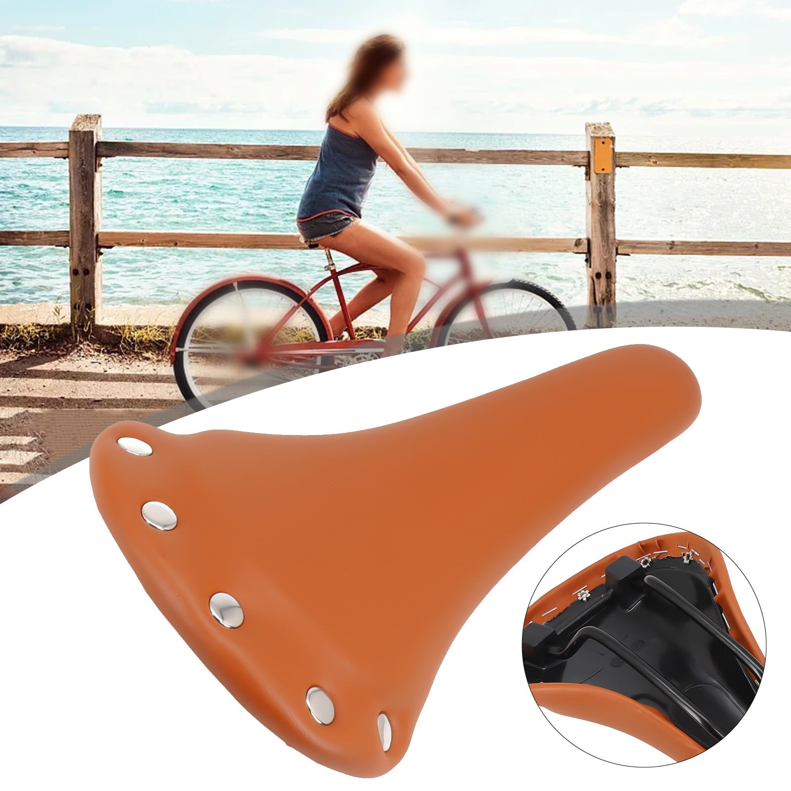 Rivet PU Leather Fixed Gear MTB Fixie Bike Track Bicycle Cycling Saddle
