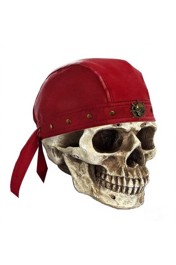 Rivet Party Cycling Bandana Doo Rags Adjustable Skull Cap Hip-Hop Motorcycle Leather Cap Red