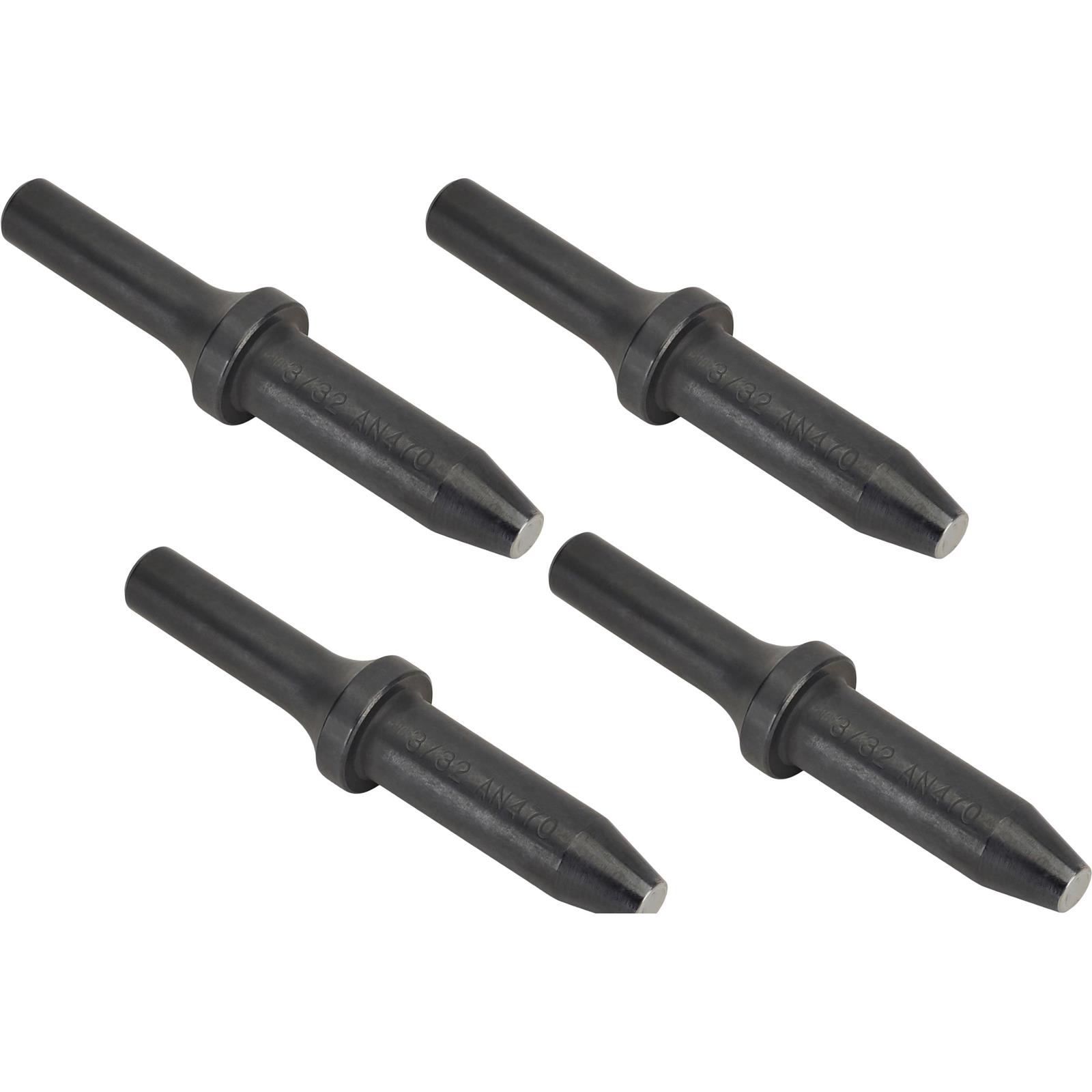 Speedway Motors Rivet Set Kit 3 1/2 Inch Straight .401 Shank High Alloy Steel Heat Treated Tools for AN470 Rivets Includes 4 Popular Sizes