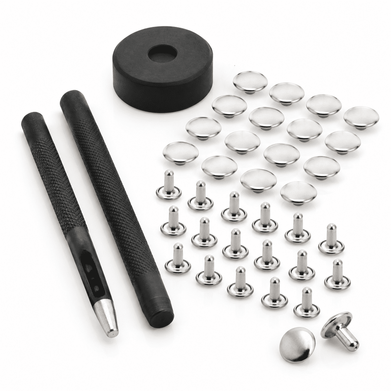 Tinner Rivet Tool Rivet Setter Tool Kit for Double Cap Studs, 7mm, with Anvil Block and ...