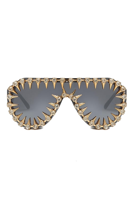 Rivet Studded Frame Sunglasses For Women Men Night Event Gathering Props