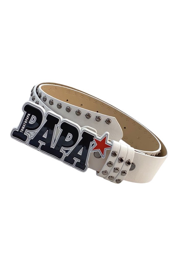 Rivet Studded PU Belt for Women 2000s Metal Letter Buckles Belt All Matching Waistband for Jeans Shorts Pants