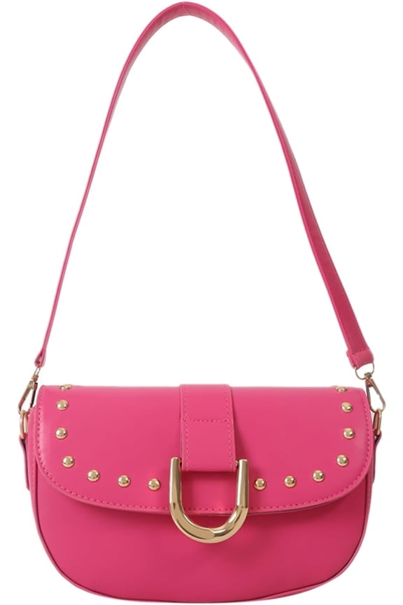 Rivet Wallet Women's Vintage Small Saddle Bag Funky Faux Leather Bag Y2K Shoulder Cute Pocket Book