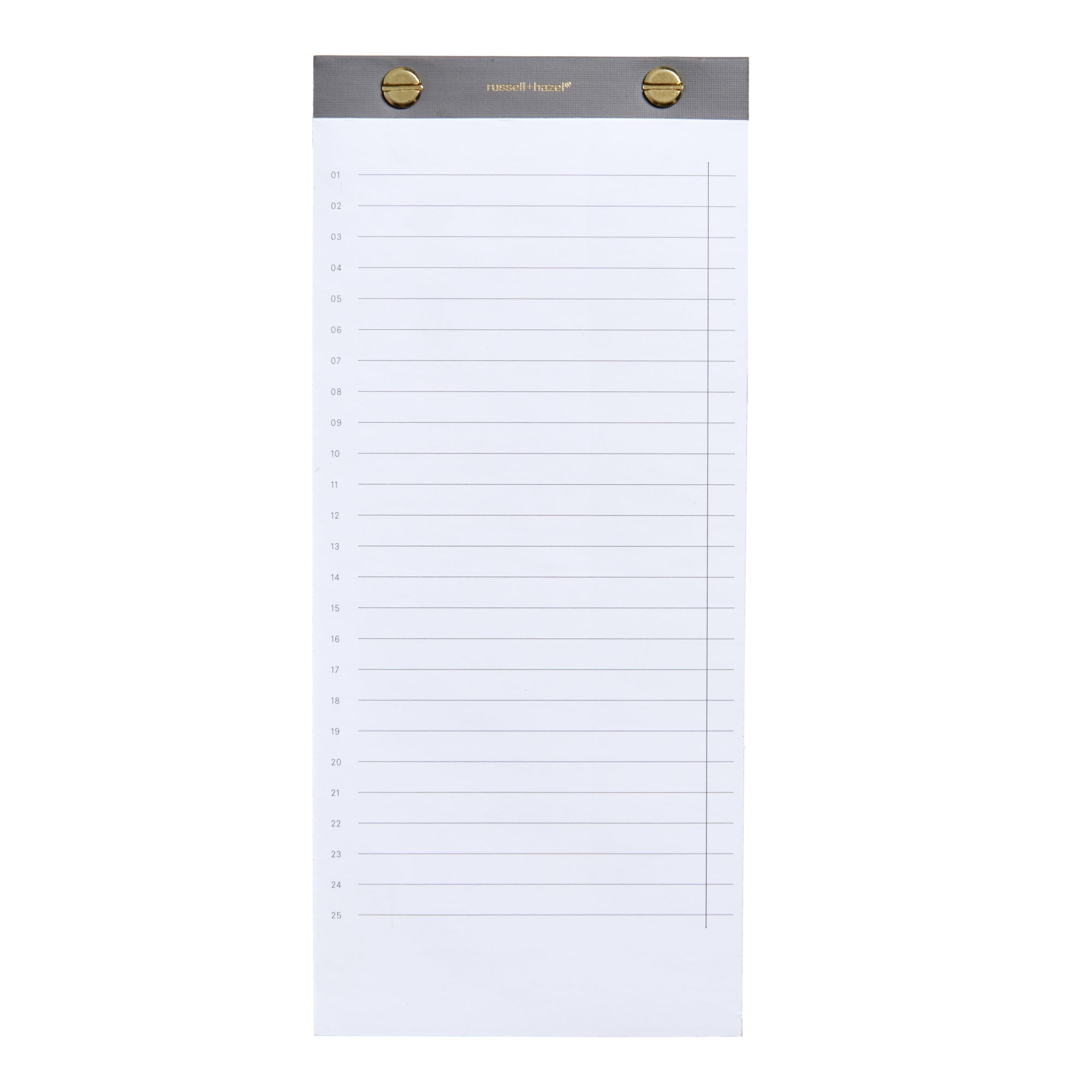 Charcoal and Gold Riveted Magnetic List Pad, 4" x 9", 80 Sheets