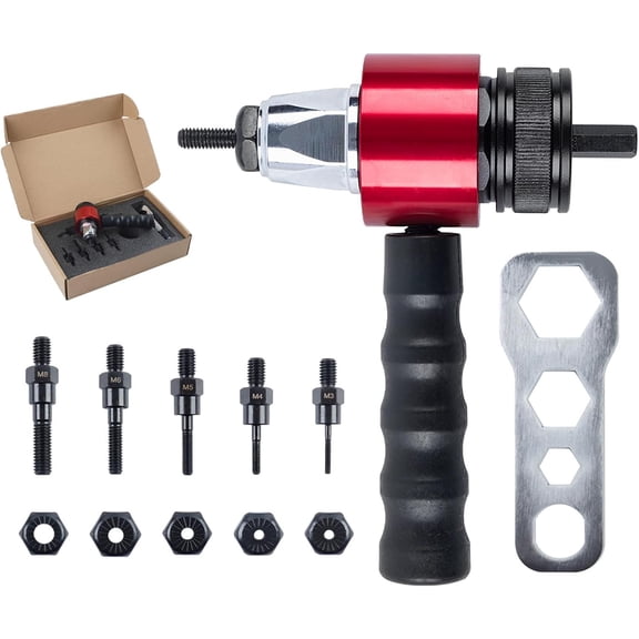 Riveting Gun, M3-M8 Electric Riveting Gun, Automatic Riveting Gun with Carrying Case, Nut Gun Electric Ram Gun Adapter(xxw)