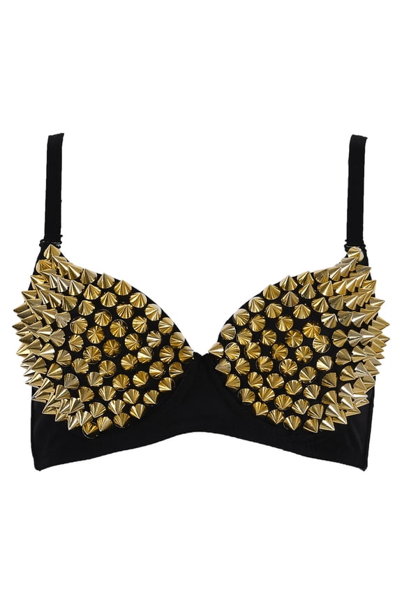 Rivets Punk Rave Bralette Lingerie Gothic Bra Top Push Up Brassiere Nightclub Party Fashion Hot Bras For Women