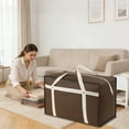 thumbnail image 1 of Rivets Reinforced Luggage Storage Bag Non Woven Large Capacity Moving Organizer Waterproof Quilt Blanket Clothes Packing Tote With Handles Brown Multi Size, 1 of 6