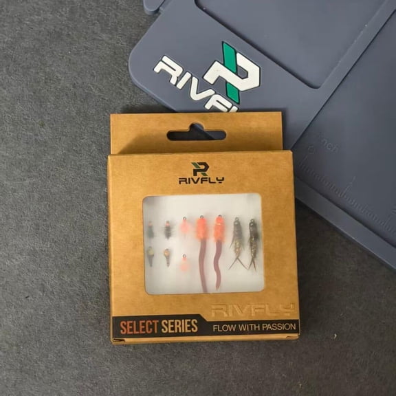 Rivfly Select Series Tailwater Master  12 Hand-Tied Winter Trout Flies, Tungsten Nymphs Stonefly Egg Fly Midge Assortment