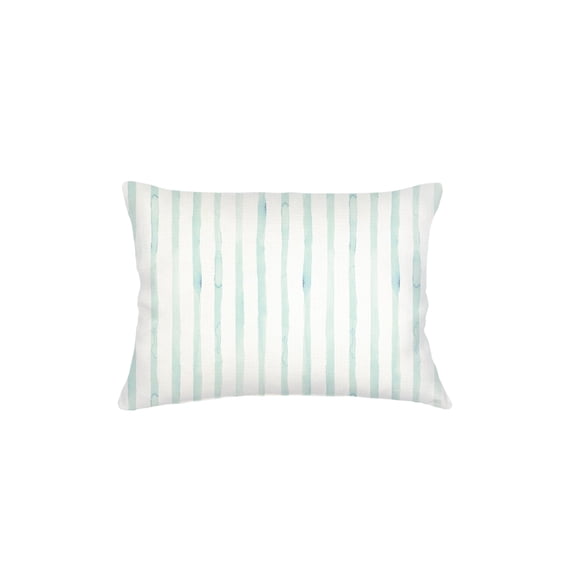 Riviera Aqua Striped Linen Pillow 14x20 Down Alternative