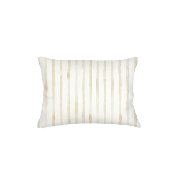 Riviera Beige Striped Linen Pillow 14x20 Down Alternative
