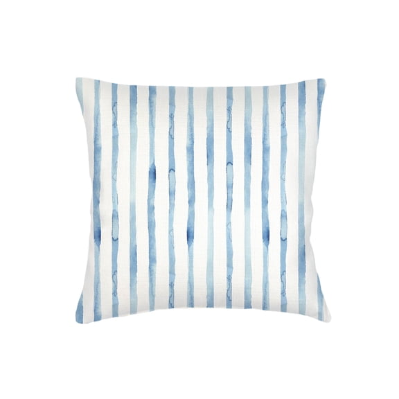 Riviera Blue Striped Linen Pillow 20x20 22x22 / Down Alternative