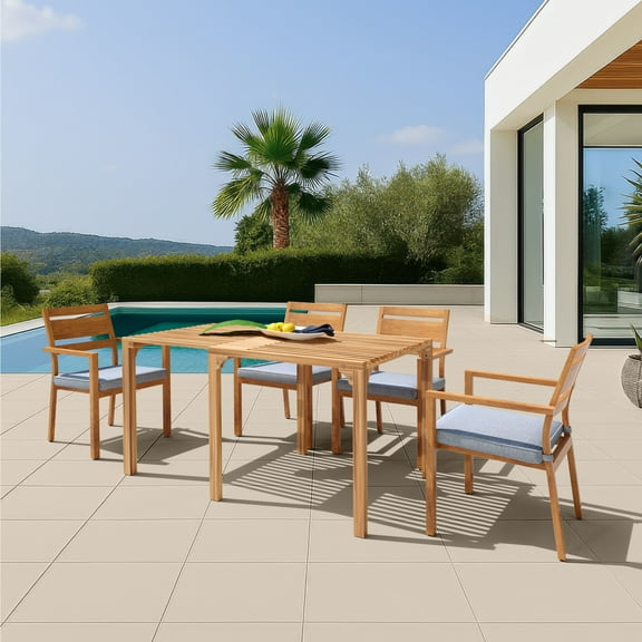 Riviera Extendable Dining Table Natural Dining Table, Modern Style, Solid Acacia Wood rectangular shape tabletop, Solid Acacia Wood, Outdoor Dining