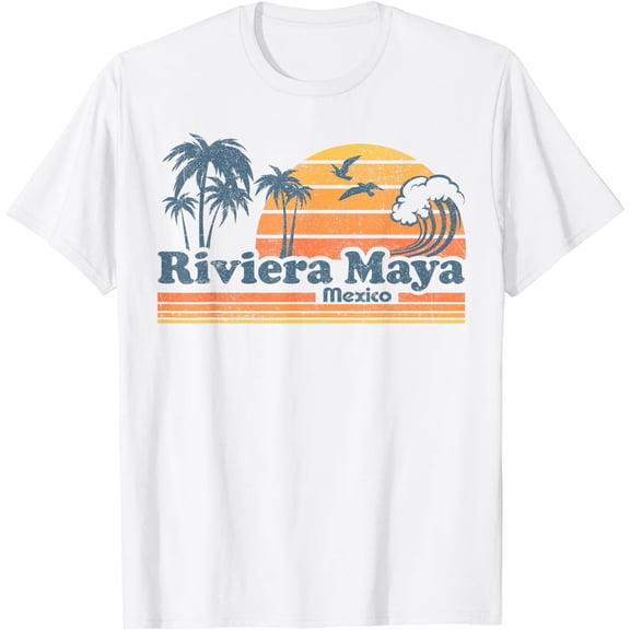 Riviera Maya Mexico Beach Summer Vacation Vintage 70's Retro T-Shirt