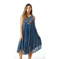 thumbnail image 1 of Riviera Sun Acid Wash Lace Up Embroidered Dress for Women (Medium Denim, Large), 1 of 5