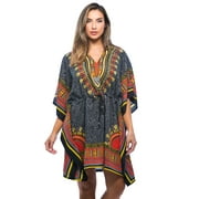 Riviera Sun African Print Dashiki Caftan for Women (Green, Large / X-Large)