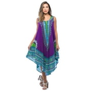 Riviera Sun African Print Dashiki Dress for Women (Purple, Plus)