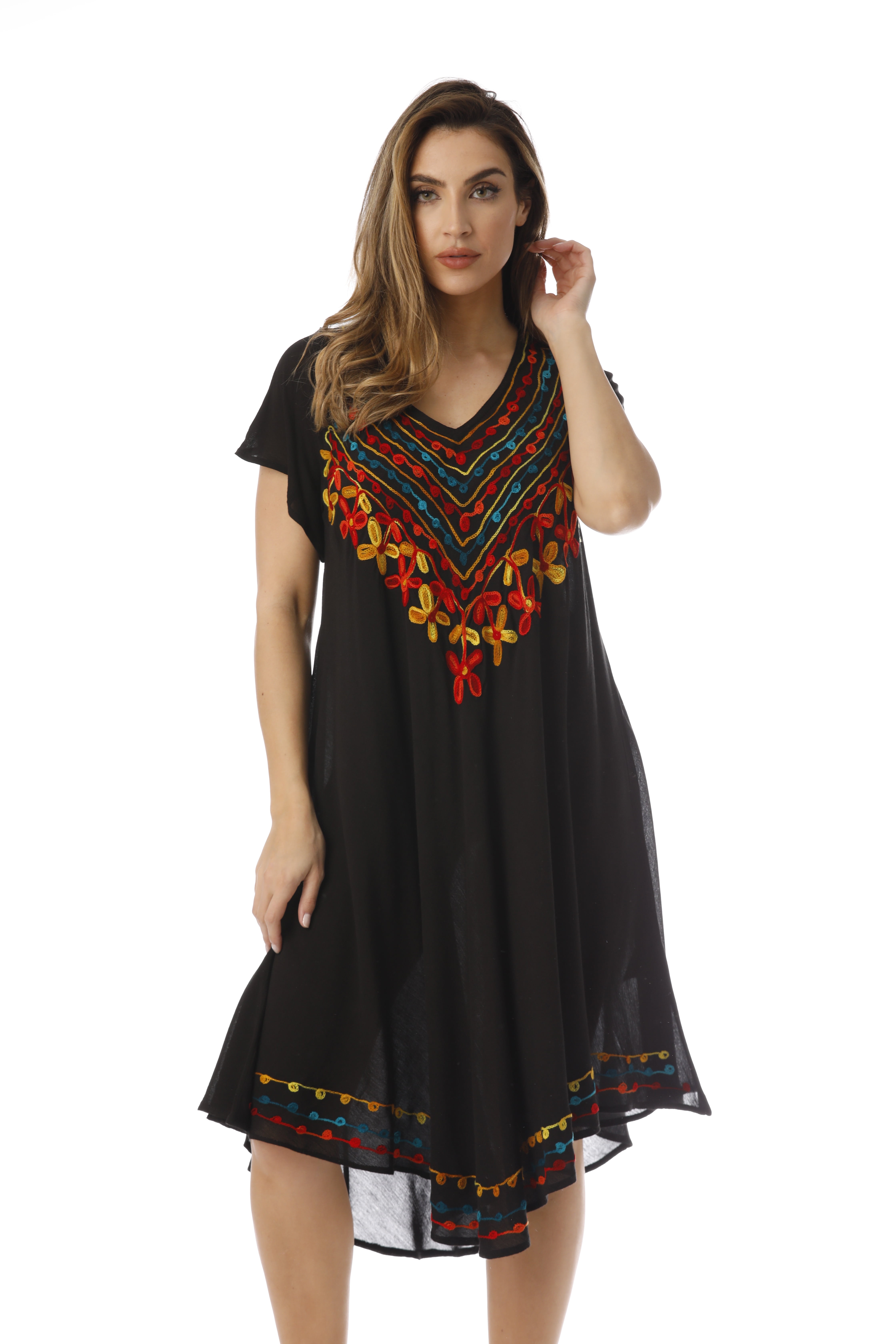 Riviera Sun Batik Tie Dye Summer Dress Beach Cover Up (Black Rayon Crepe,  Small) - Walmart.com