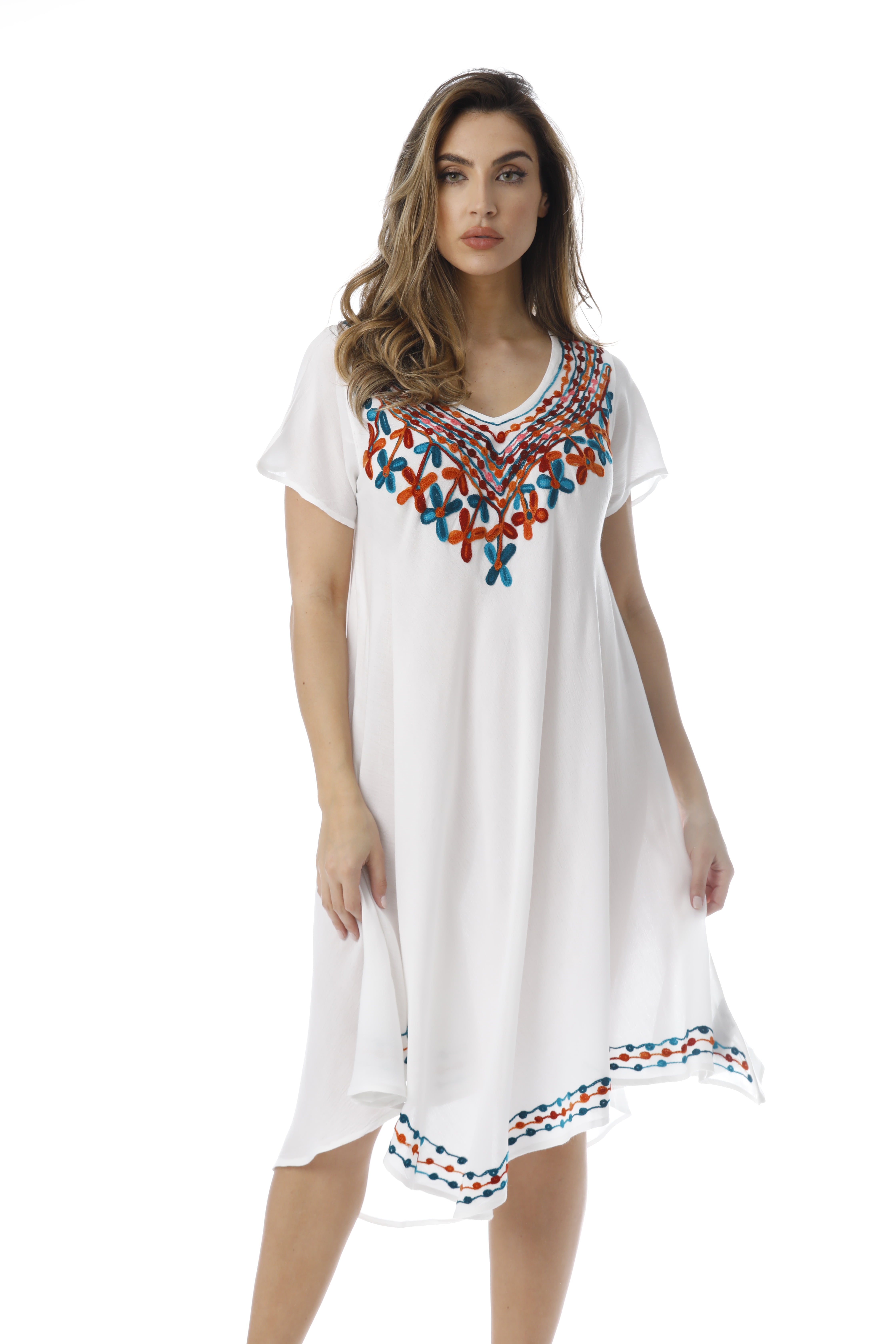 Riviera Sun Batik Tie Dye Summer Dress Beach Cover Up (White Rayon Crepe,  2X) - Walmart.com