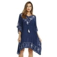 thumbnail image 1 of Riviera Sun Caftan / Caftans for Women (Dark Denim With White Embroidery, X-Large), 1 of 3