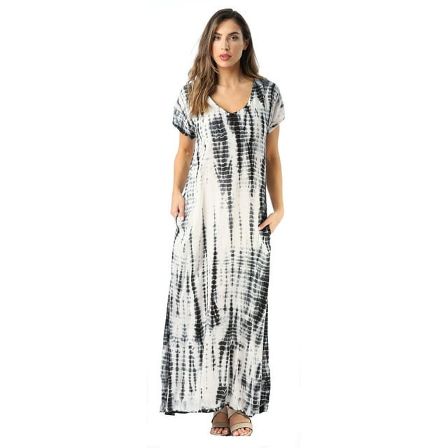 Riviera Sun Casual Short Sleeve Maxi Dress with Side Slit 21771-CHR-L ...